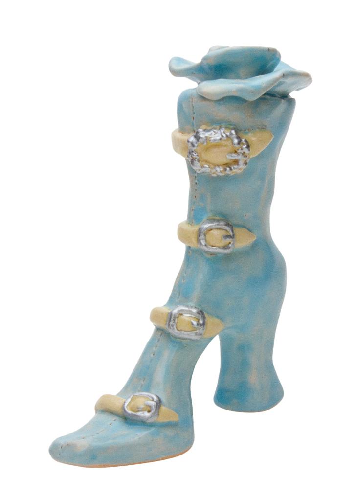 Sky Blue Blooming Silver Buckle Boots