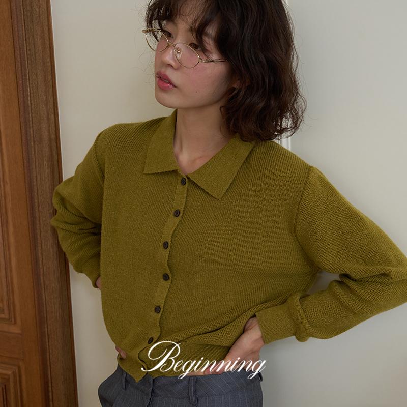 프롬비기닝 [MADE]뮤어 카라니트가디건 (8color) (가디건 올리브가디건 올리브 브라운가디건 브이넥가디건 니트가디건 레이어드가디건 카라가디건)