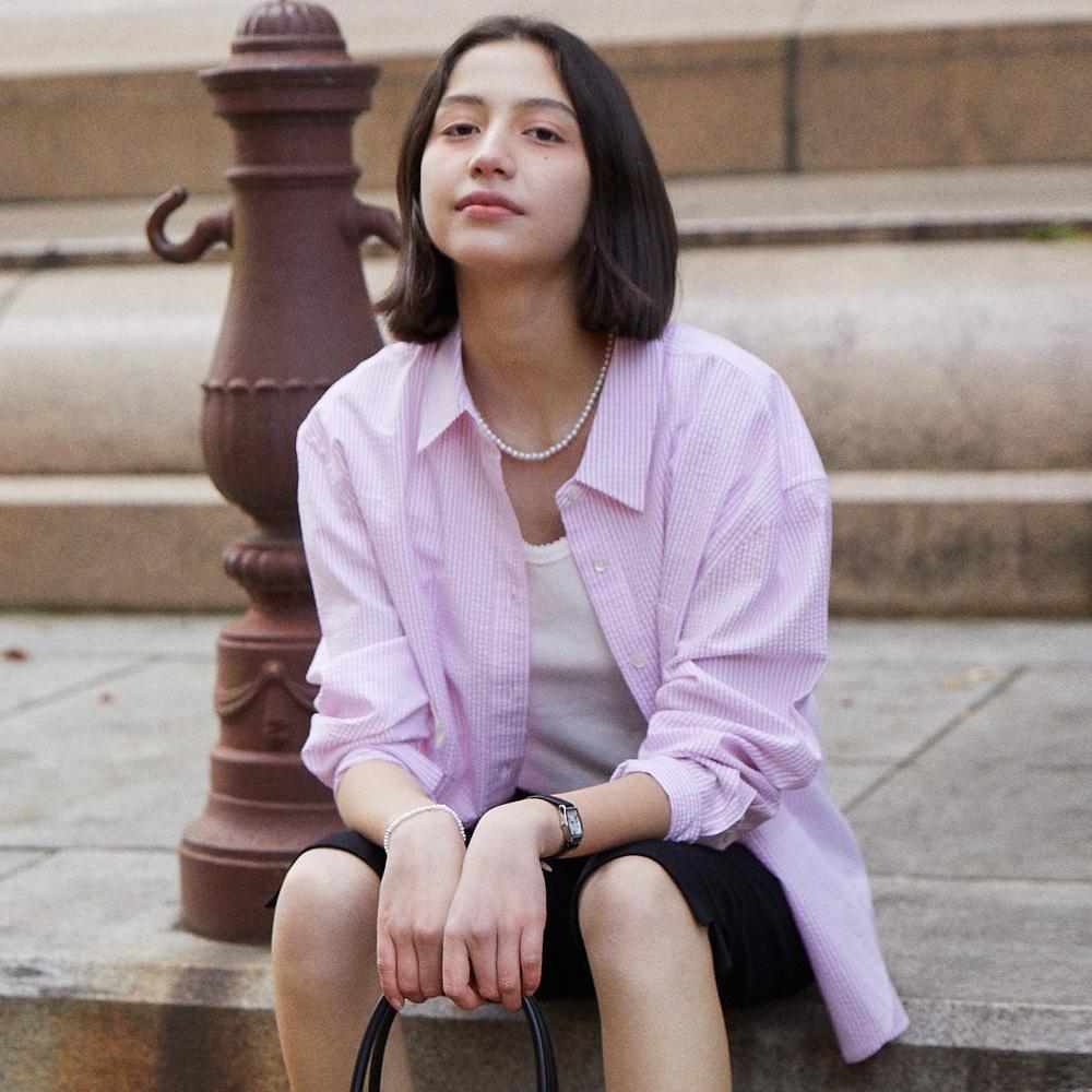 SEERSUCKER STRIPE SHIRT PINK