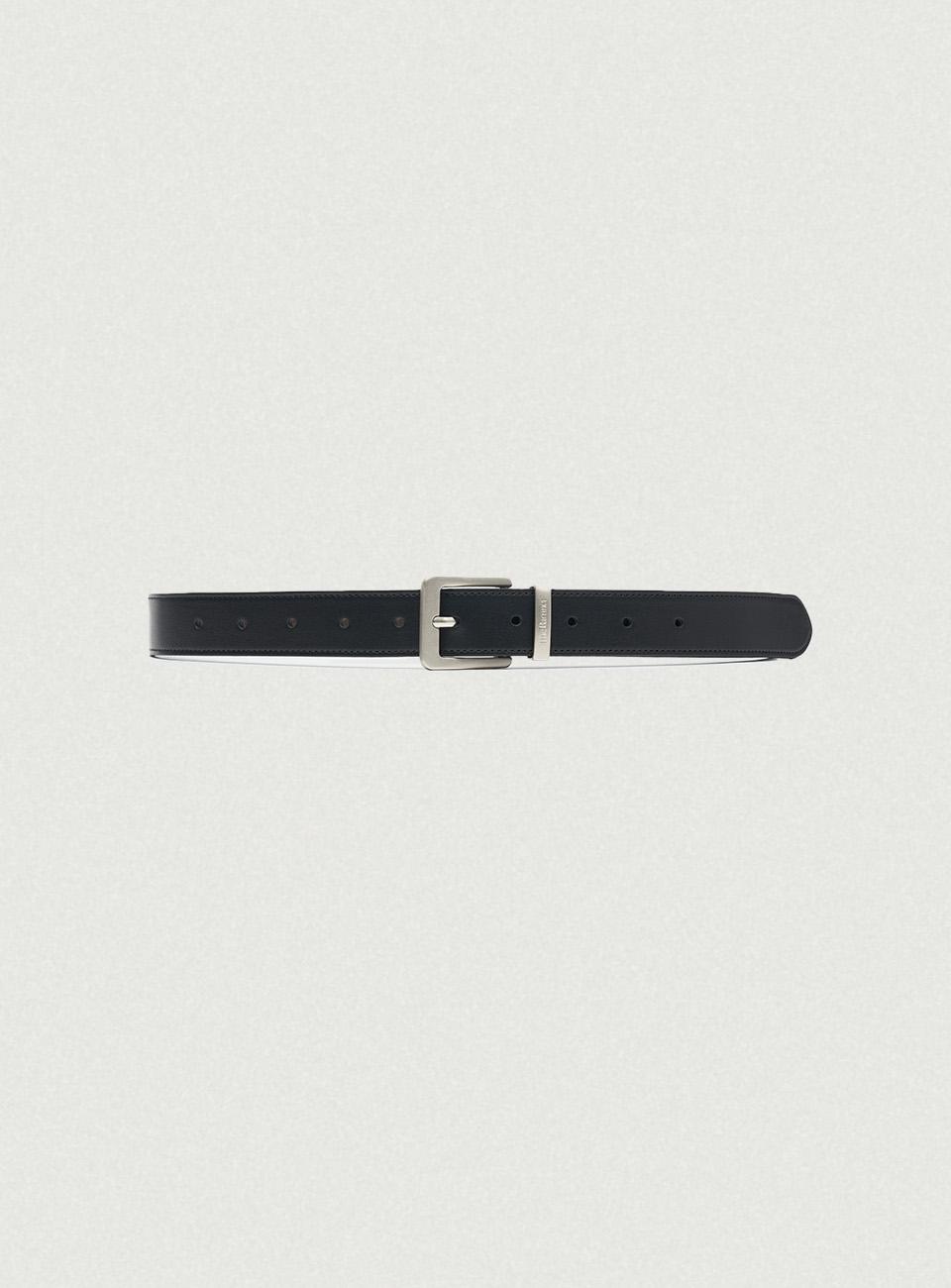 Square Cowhide Leather Belt_Black [11월 초 순차 배송]