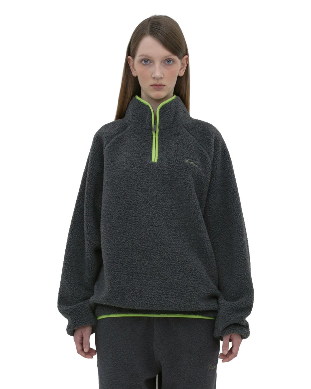COLOR BLOCK HALF-ZIP FLEECE PULLOVER, GRAY