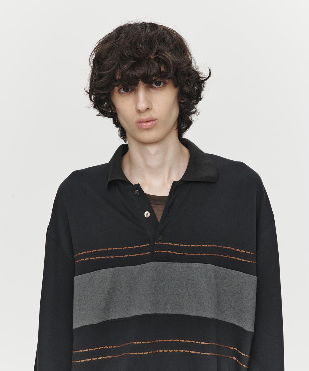 HET TRACK STRIPE POLO (DARK GREY)