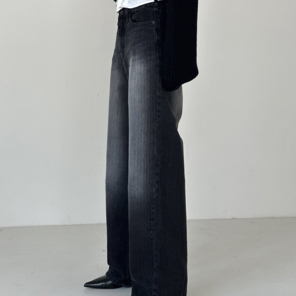 S~3XL 워터 기모 와이드청바지