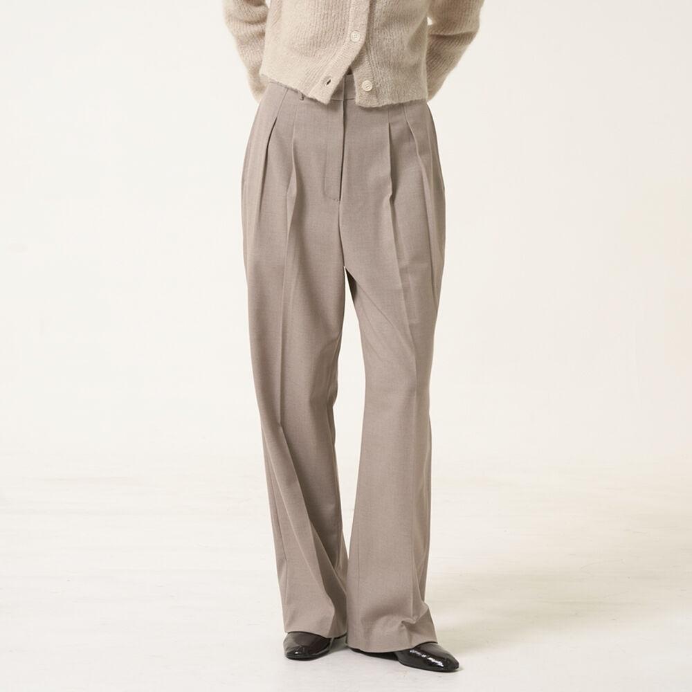 Wool blend wide leg pant – Beige