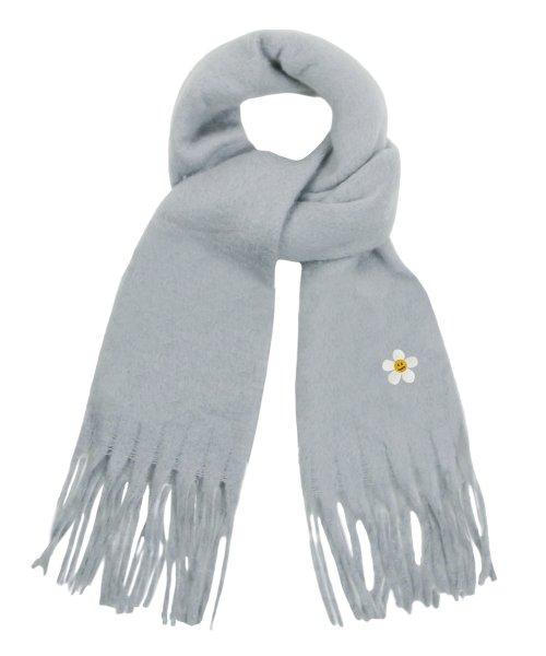 [UNISEX]플라워도트 자수 볼드 머플러_그레이