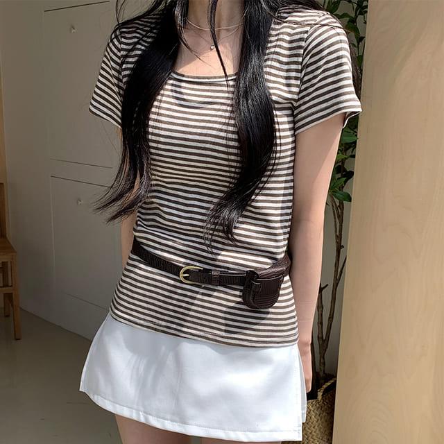 [기본핏/데일리] 프렌시 스트라이프 반팔 티셔츠