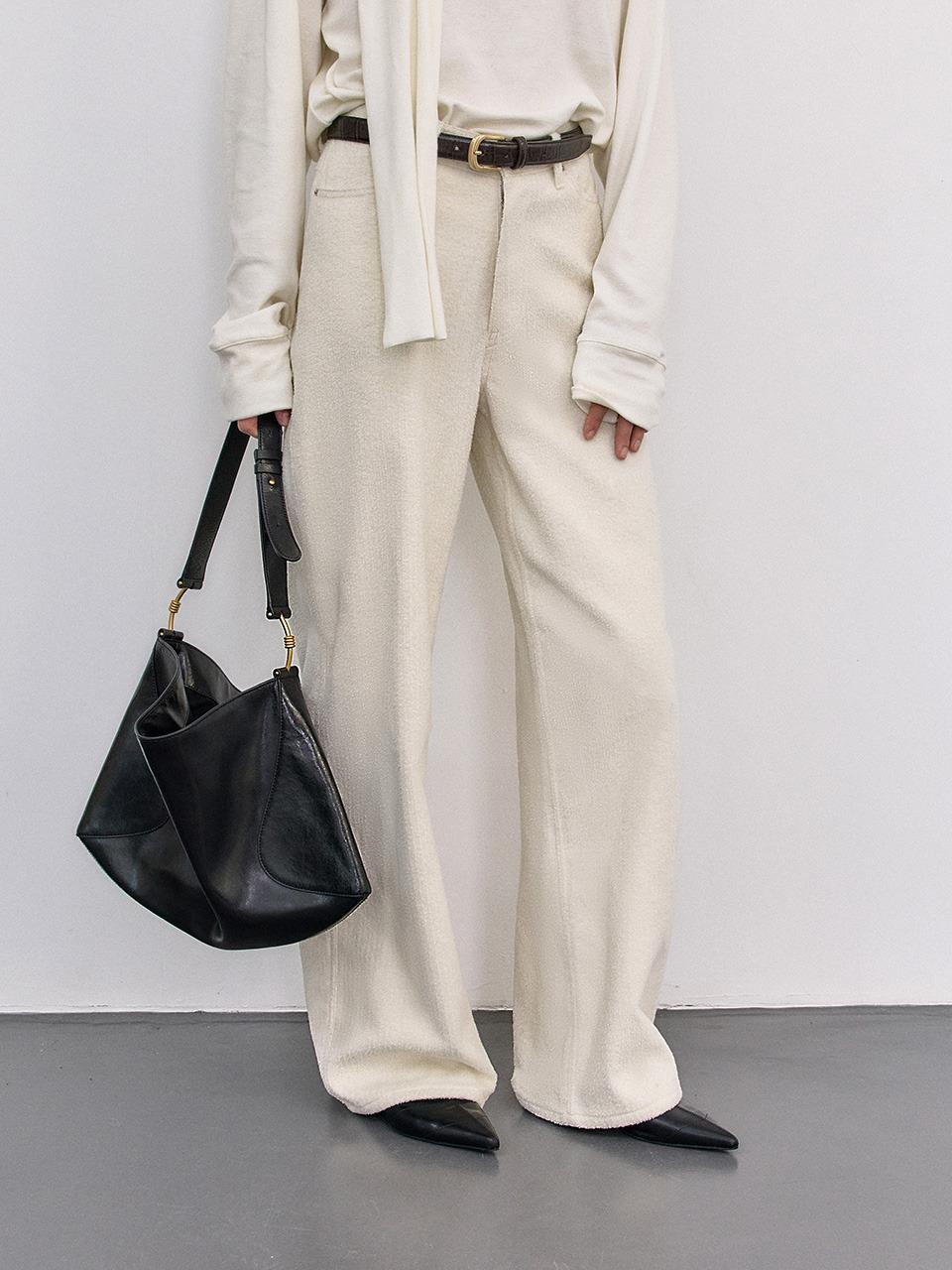 VOA CORDUROY FLEECE WIDE PANTS_IVORY