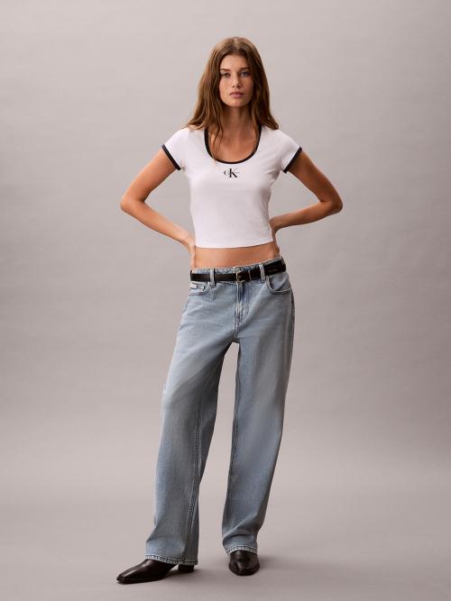 여성 모노로고 스쿱 베이비 반팔 티셔츠 47G220G YAF