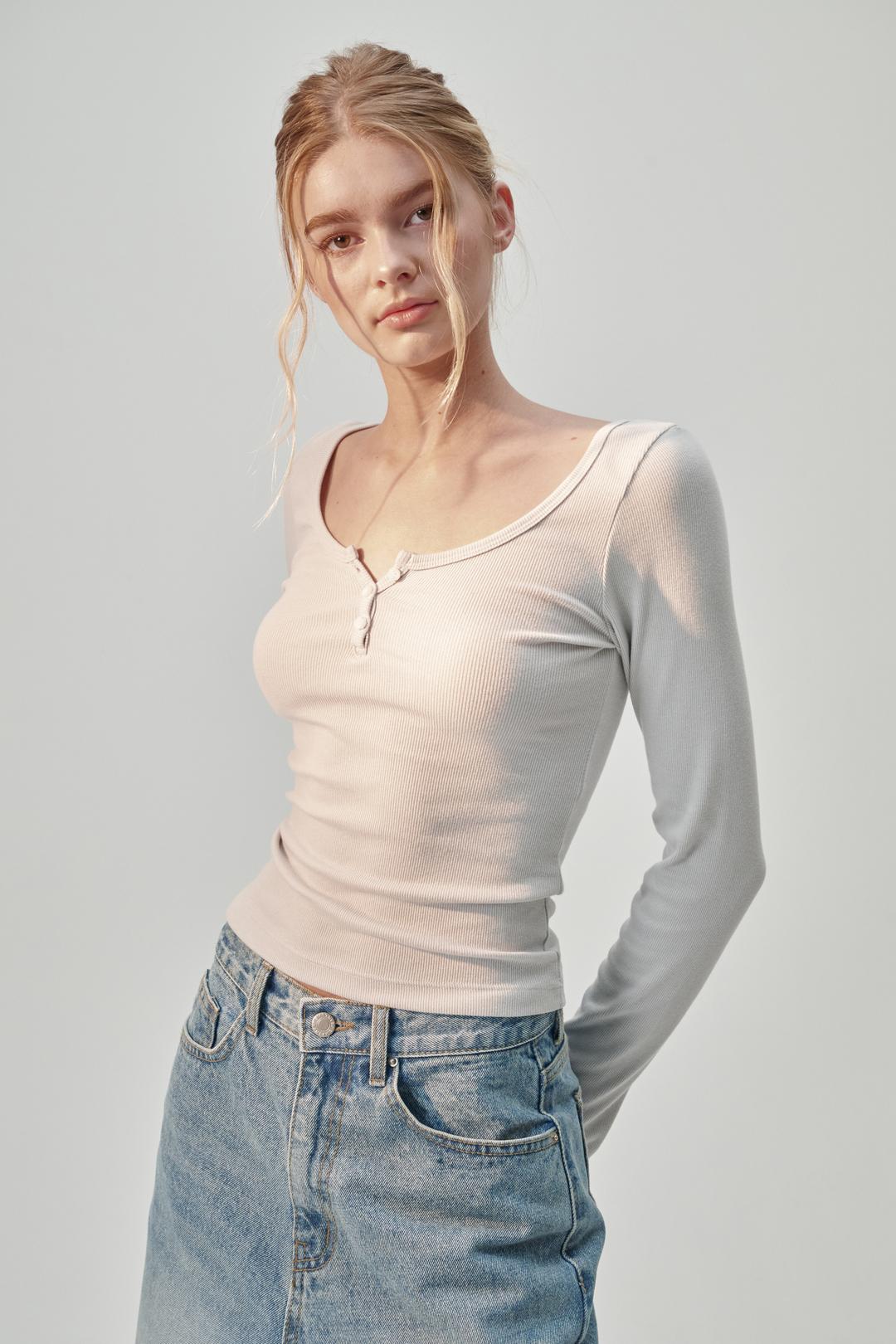 CLASSIC BUTTON TEE(SMOKY BLUE)