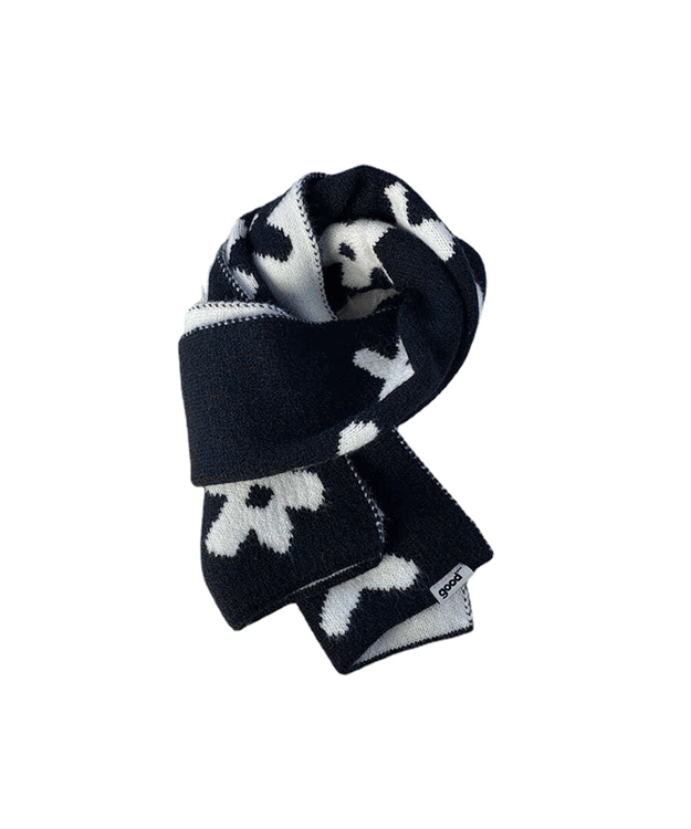 플라워패턴 양면 니트목도리