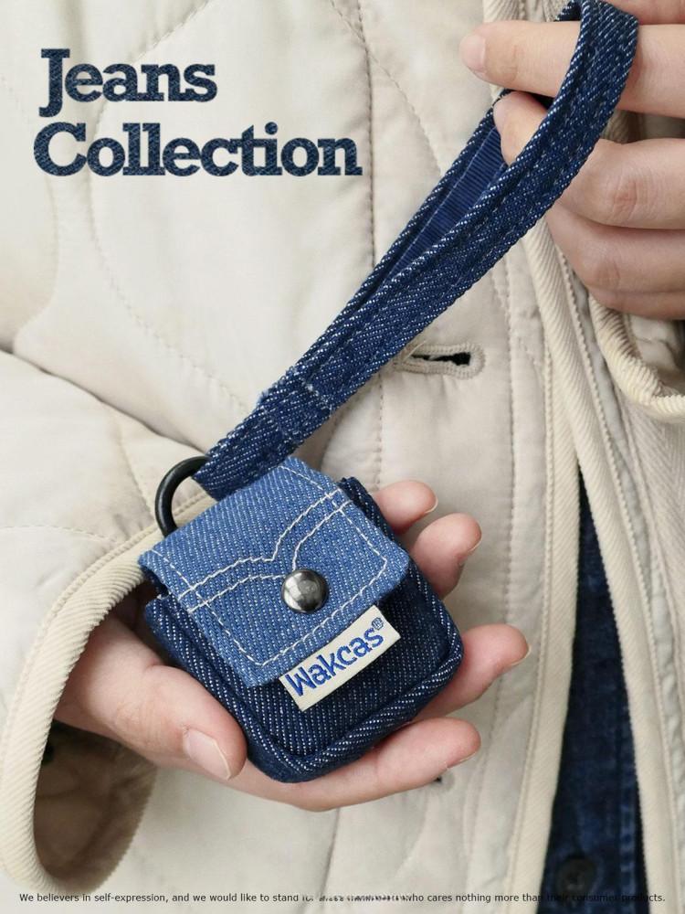 수심 Wakcas 데님 포켓 에어팟 케이스 레트로 힙한 감성 y2k 청바지 가방 프로