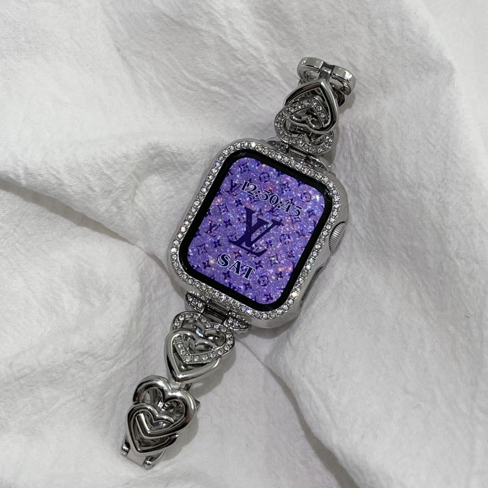 애플워치 스트랩 메탈 하트 큐빅 스트랩 큐빅 케이스 베젤링 명품 팔찌 워치페이스