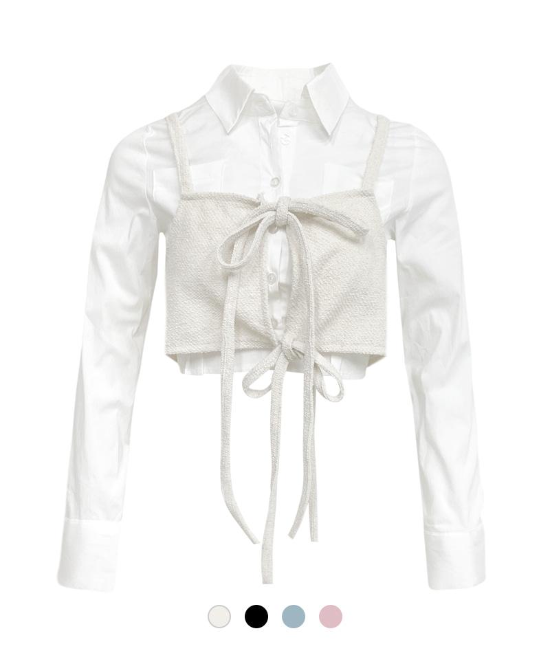 코니 리본 탑 & 셔츠 세트
