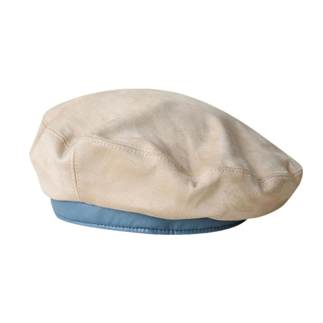 Suede Leather Panel Painter Hat - Apricot / ONE