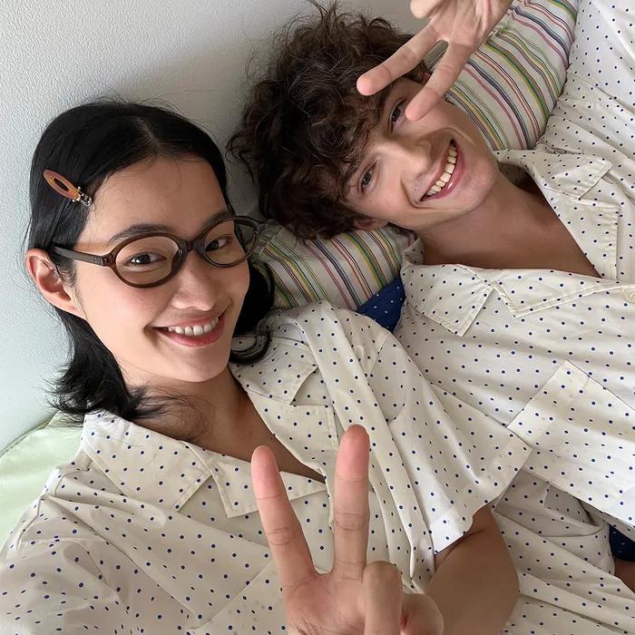 [XL 5/15 예약 출고] [29CM 단독] (uni)레지던스 미니 도트 파자마 크림블루