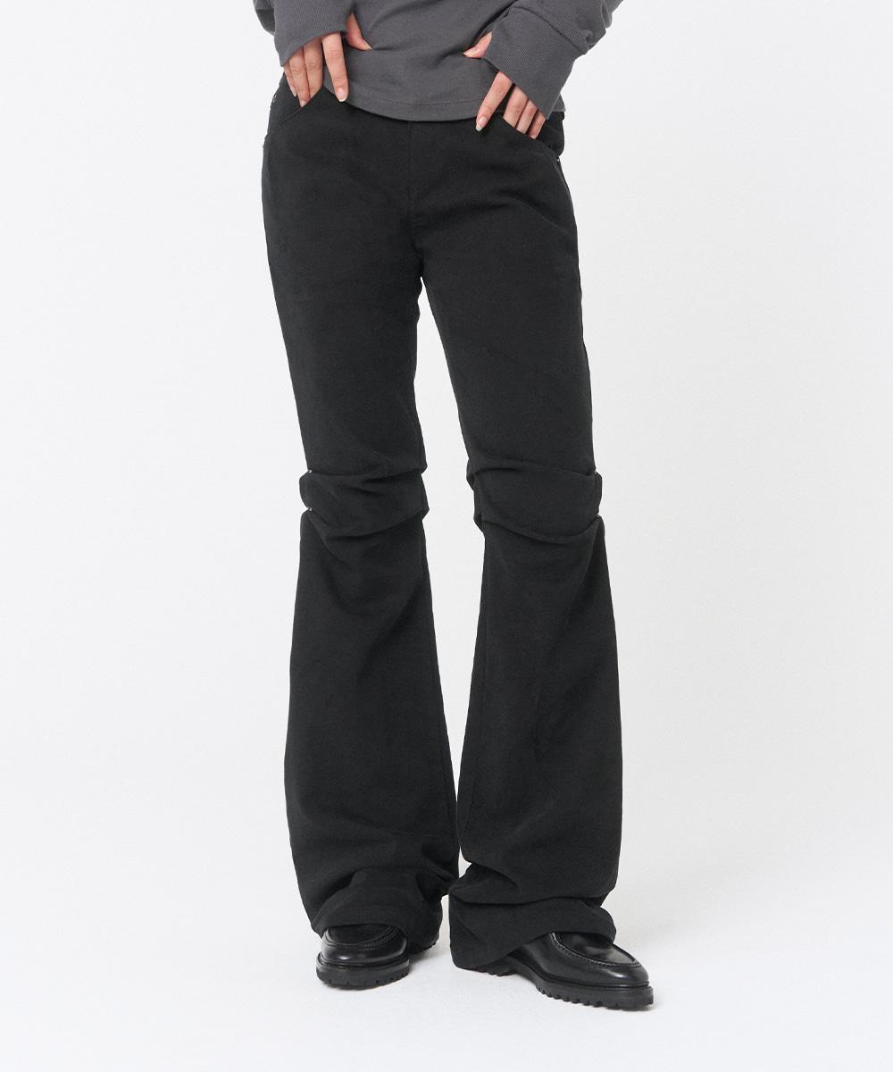 Shifted snap pants  BLACK