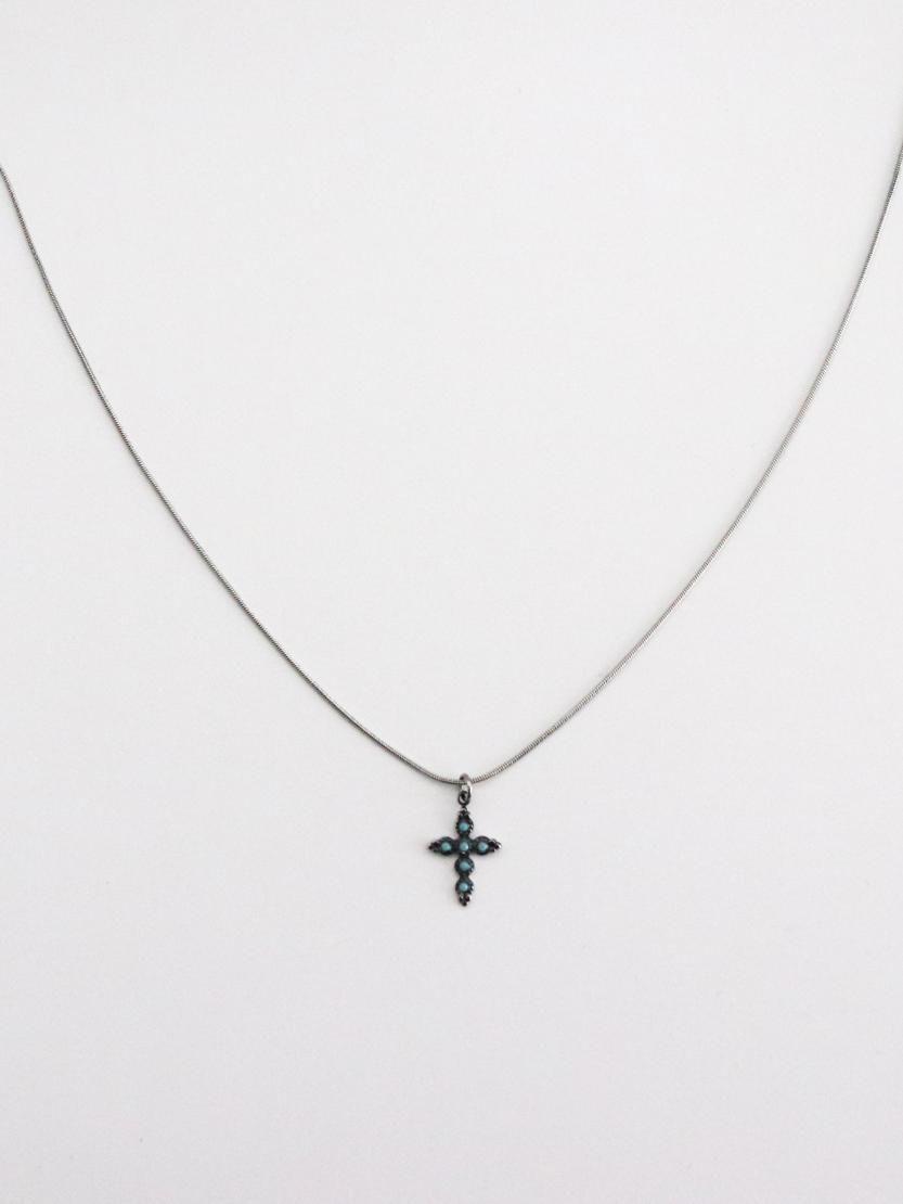 [88AE] CROSS PENDANT NECKLACE (GEMSTONE)