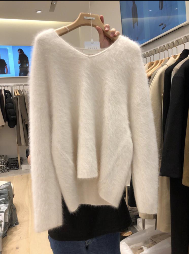 앙고라니트 가을겨울셋트 밍크털 V넥스웨터 여자풀오버