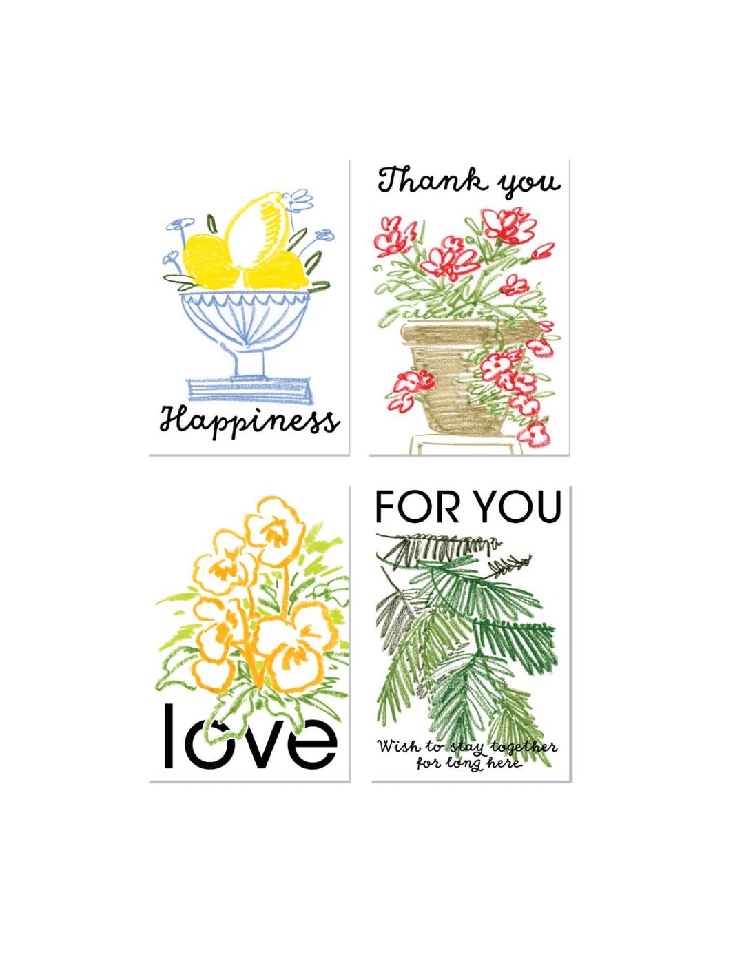 [메시지 엽서] Happiness, For you, Thank you, Love 4종