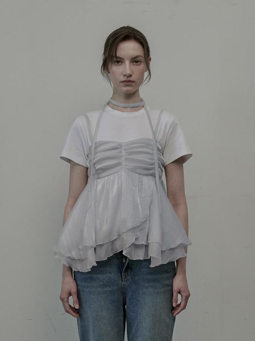 Dew Crape Muffler Sleeveless top-Grey