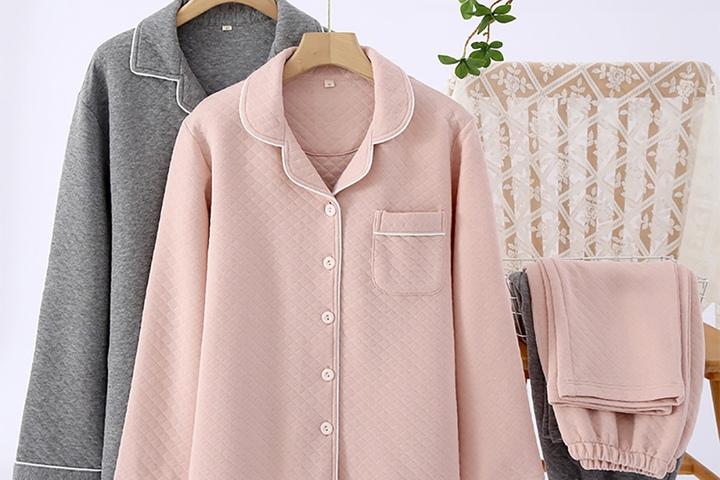 겨울 순면 누빔 긴팔 수면 커플 잠옷 파자마 홈웨어 2colors