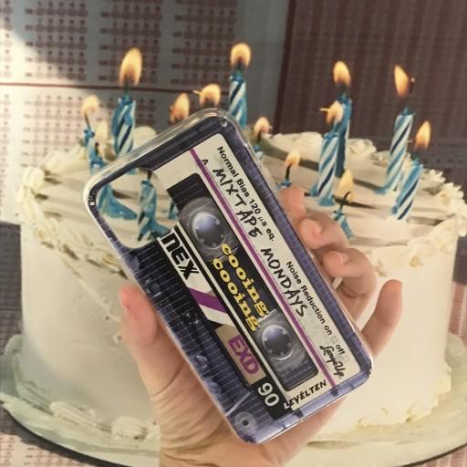 빈티지 보라 카세트 투명 젤하드 이니셜 케이스📼