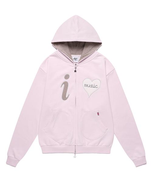 I LOVE MUSIC ZIP UP HOODIE PINK(CV2FFUM481A)