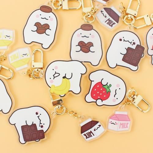 익명이 밀크 투명아크릴키링