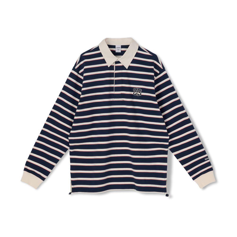 MULTI STRIPE POLO T-SHIRT-NAVY