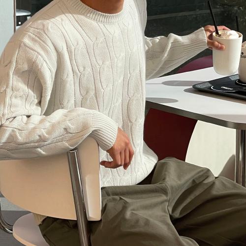 프렌치 케이블 라운드 니트