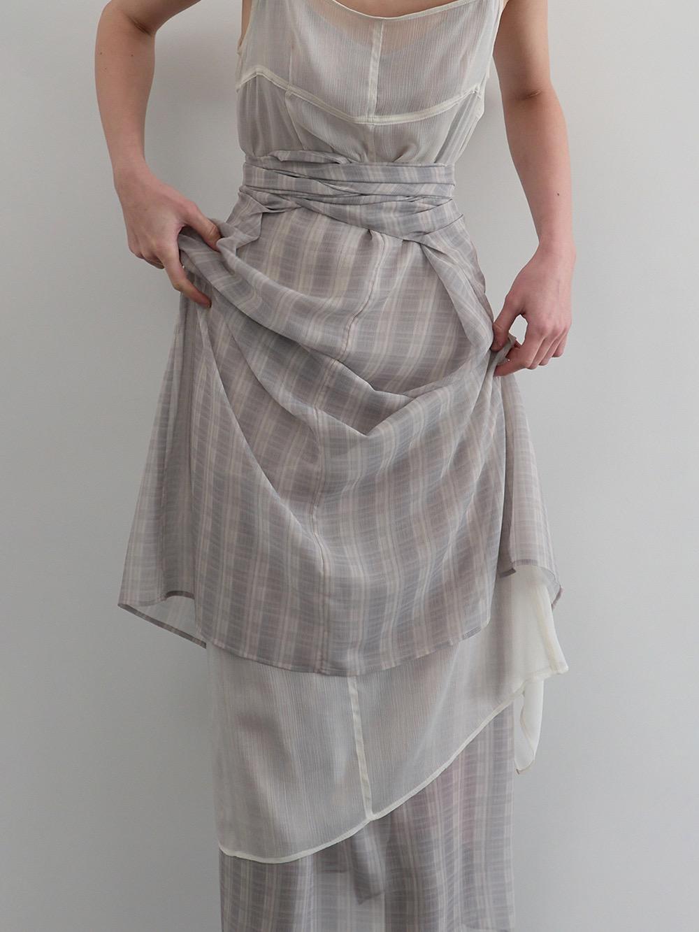 Checked Sheer Dress (beige check)
