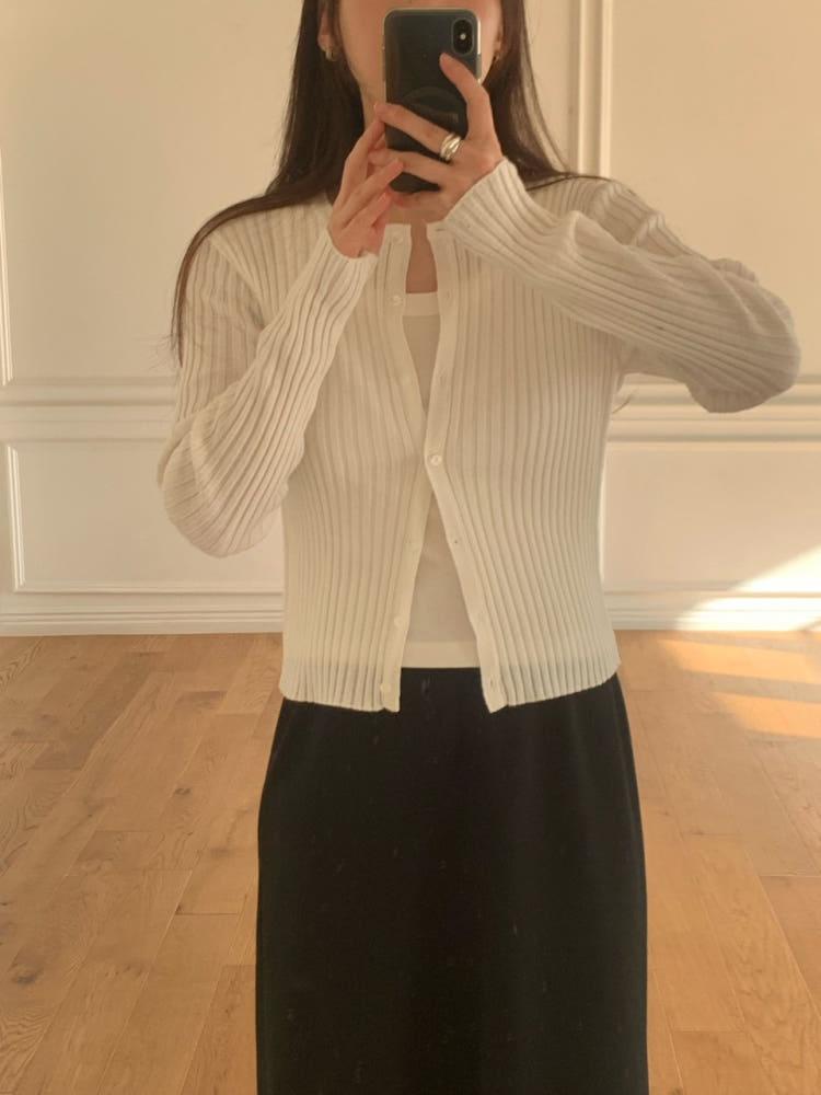 fllanel 플라넬 엠버 골지 가디건 라운드 긴팔 울 크롭 cd (3 color)