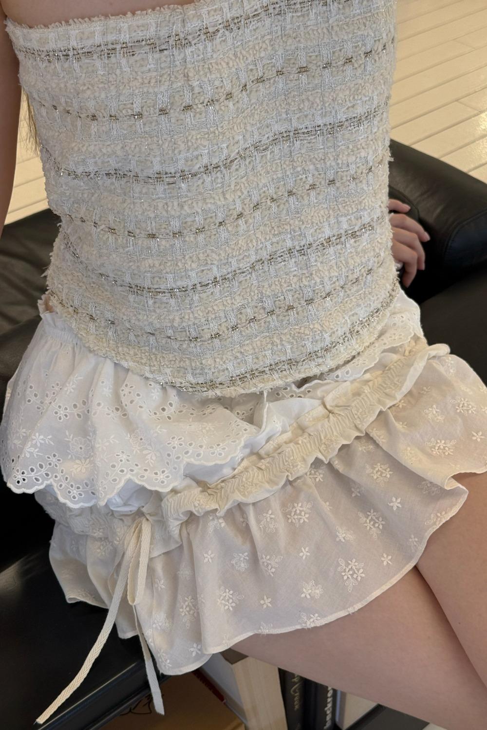 COLOR MIXED COTTON LACE SKIRT