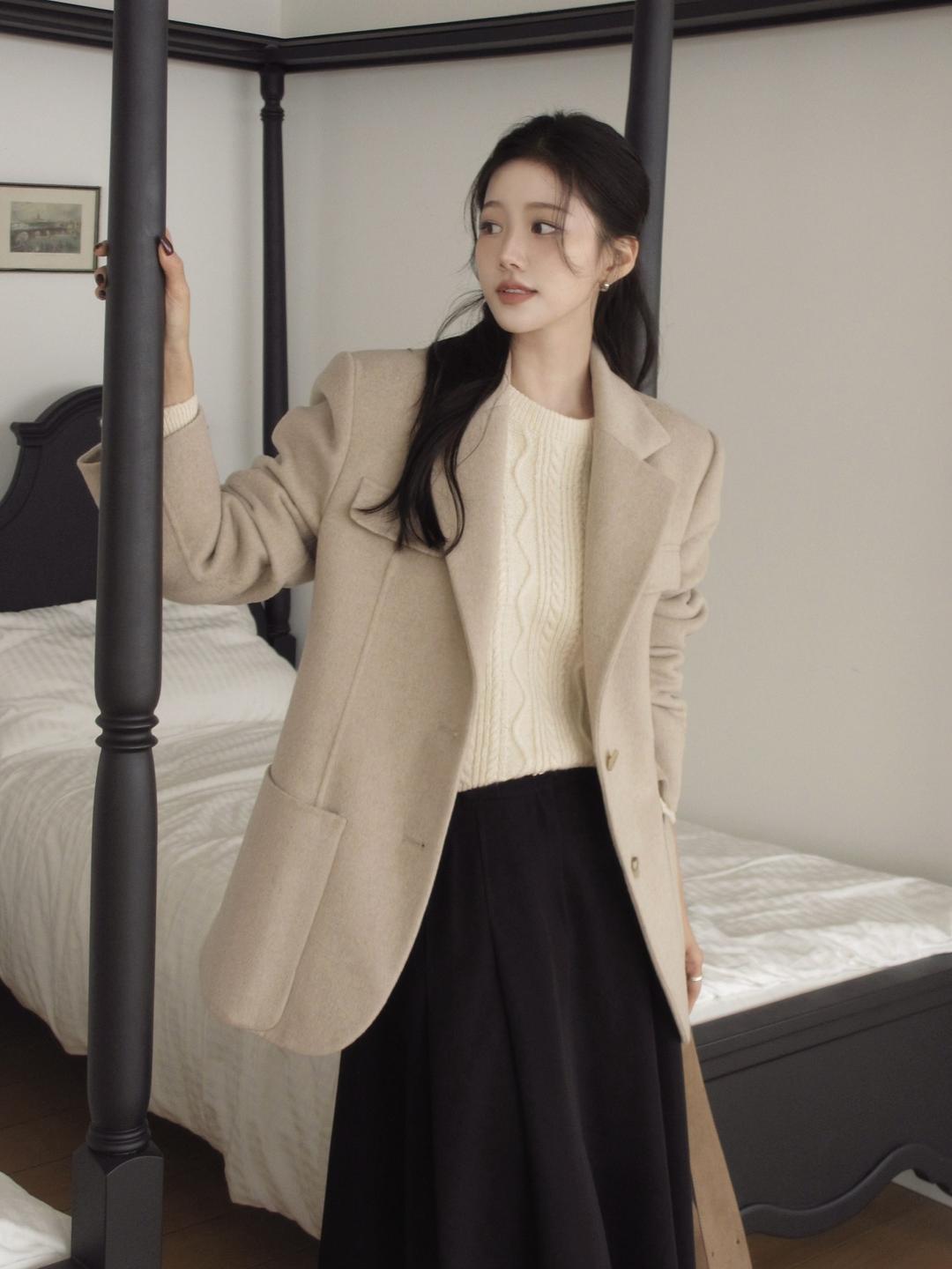 더아이잗 울 캐시미어 블렌드 멀티 포켓 싱글 재킷 (OATMEAL) IRVP0JK551