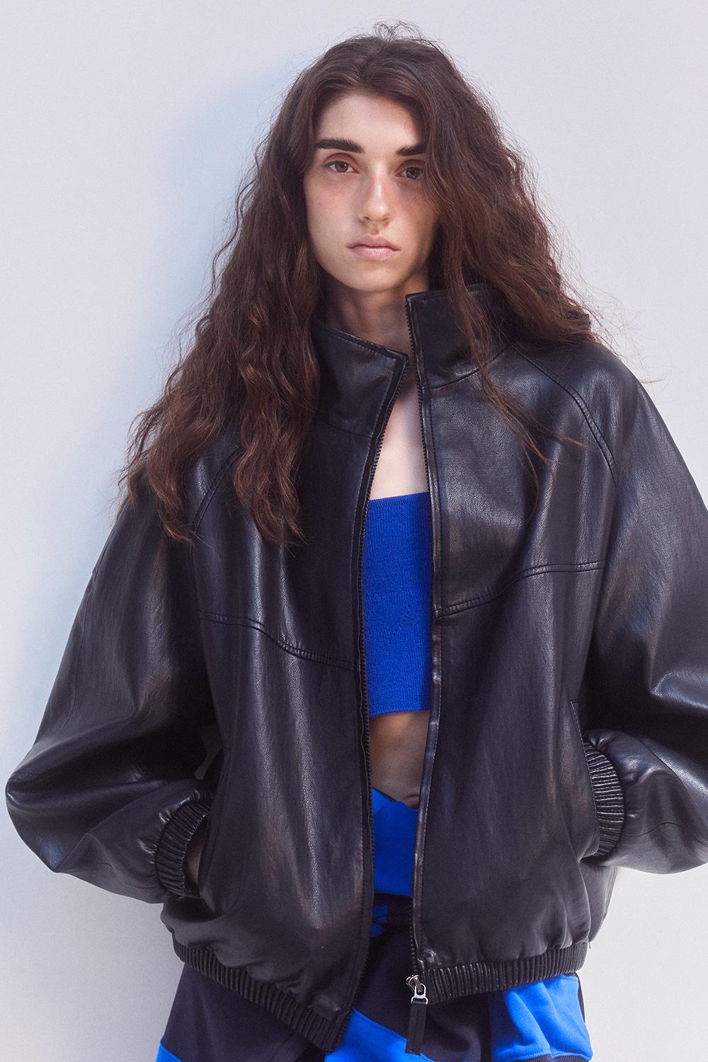 [2차 리오더] Faux Leather Blouson Jumper, Black