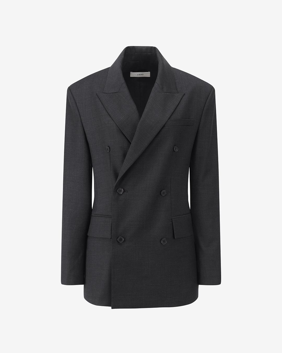 BACK-LESS DOUBLE JACKET_DARK GRAY