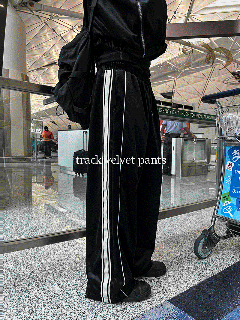 트랙 페런디 벨벳 벨로아 테잎 팬츠