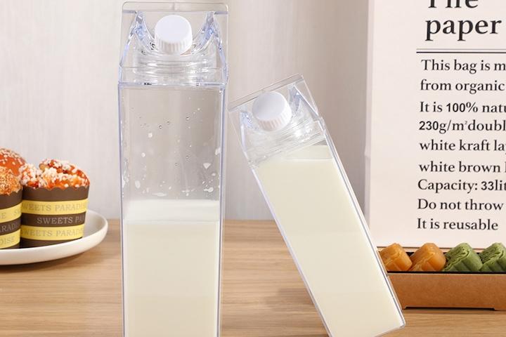 [15%+10%쿠폰] 우유팩 모양 밀크 보틀 텀블러 홈카페 투명용기 1L x 2개