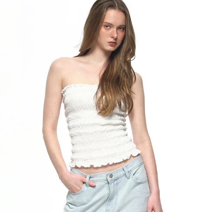 SMOCKED TUBE TOP (WHITE)