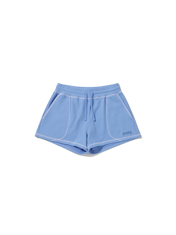 COTTON TERRY SWEAT SHORTS - BLUE