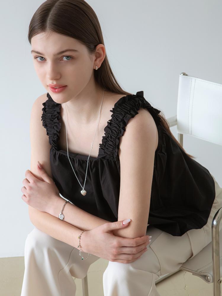 chain heart silver necklace 체인 하트 실버 목걸이