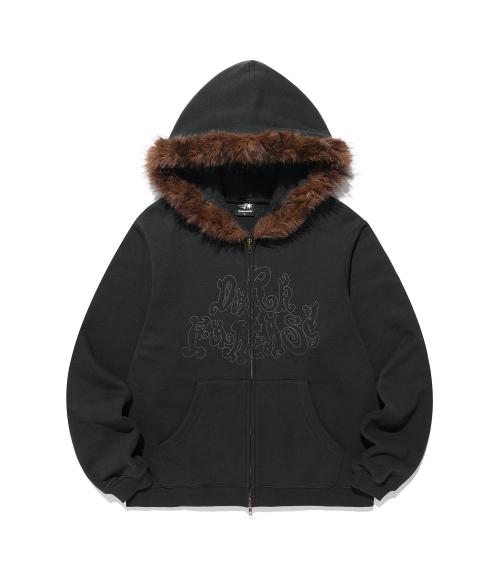 DARK FANTASY FUR HOODIE ZIP UP_BLACK(NG2FFUM491A)