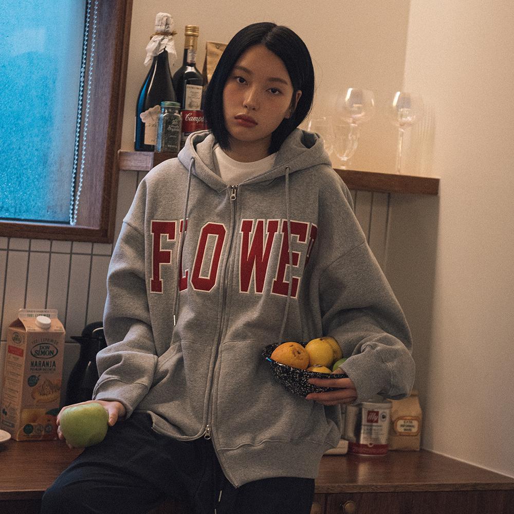 FLOWER ZIP UP HOOD(GREY)