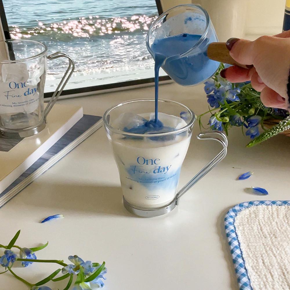 [모모피너츠] 블루밍 레트로 핸들 유리컵 귀여운 홈카페 글라스 내열유리 라떼컵 사무실 컵 선물