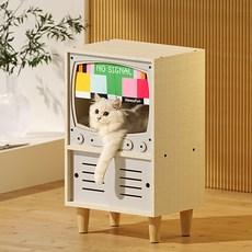 애니어스 고양이 숨숨집 TV 캣타워 고양이하우스