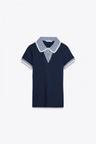 스페인샵 자라 피터팬 칼라 골지 티셔츠 0858/307 NAVY BLUE