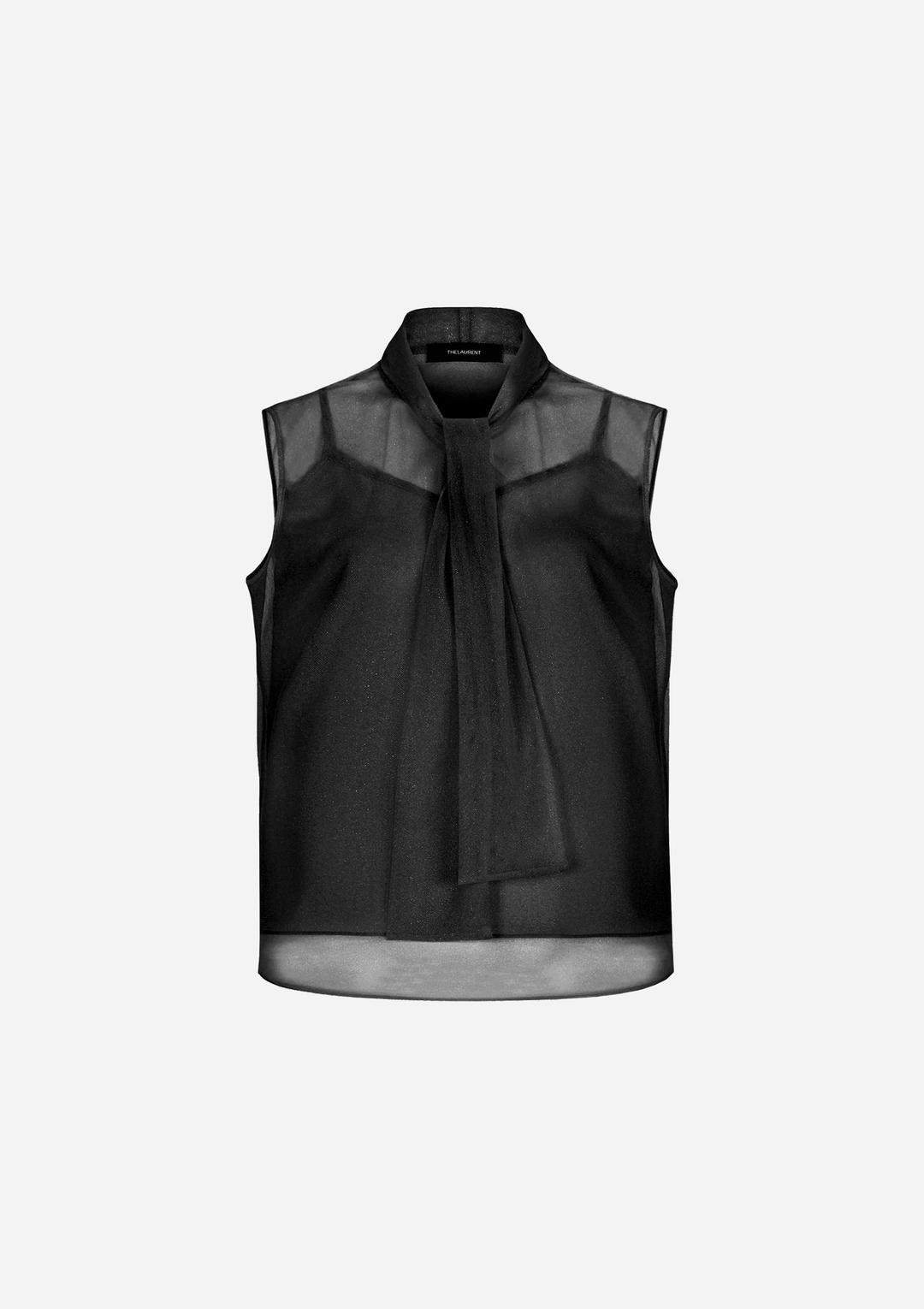 Scarf mesh tulle blouse