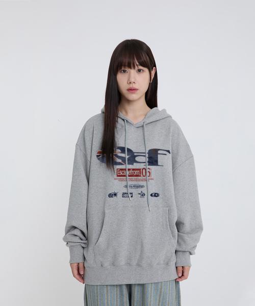 브리티쉬 빈티지 ESCF 로고 콜라주 프린트 후드티 [3color]