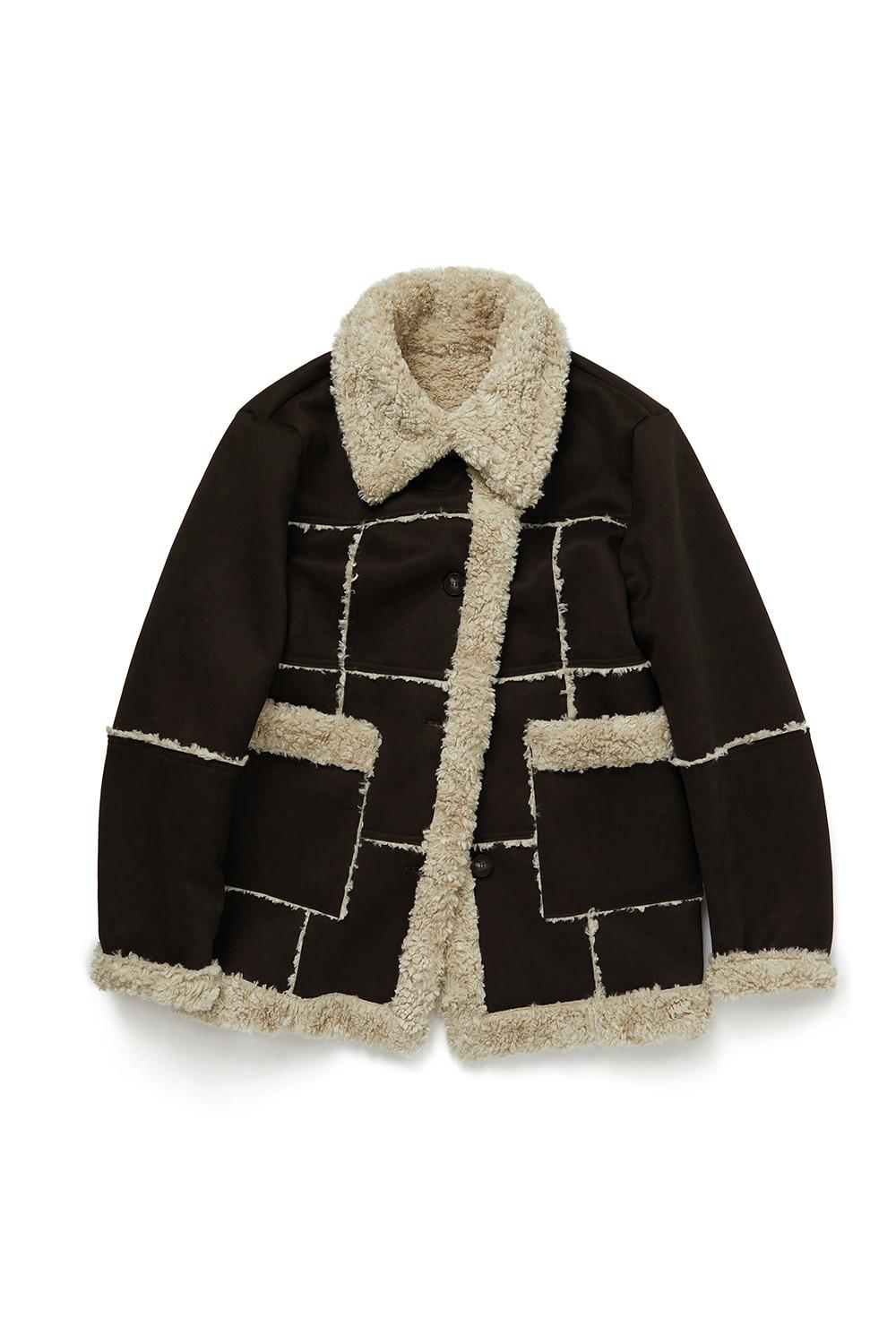 CUT OFF SUEDE SHEARLING COAT KA [BROWN]