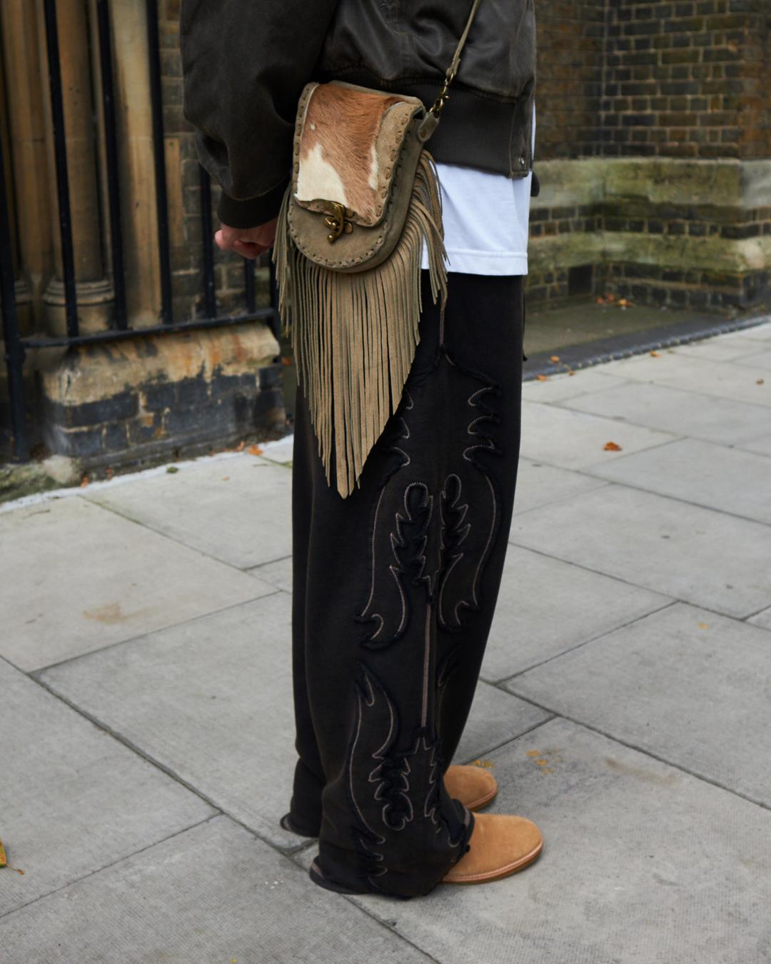 FEATHER APPLIQUE SWEATPANTS _ DYED BLACK